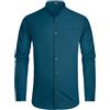 HISDERN Camicia Uomo Manica Lunga Elegante Camicia Blu Verde Uomo Cotone Collo Coreana Gemelli Camicie Uomo Invernale de Casual Business Natalizie L