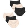 SALIA Girl Biancheria Intima Senza Cuciture per Ragazze 10-14, Slip Morbidi Elasticizzati a Vita Medio Alta Mutandine a Copertura Completa per Ragazze Grandi, Confezione da 6, Nero/Nero/Beige/Beige