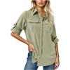 Generic Camicia da donna a maniche lunghe UPF 50, con protezione solare UV, tessuto ad asciugatura rapida, stile safari, ideale per pesca all'aperto, escursioni e viaggi, Verde chiaro, L