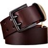 YETONADO Cintura di cuoio genuina della pelle di mucca reale spessa di 4.3cm per gli uomini cinghia di affari del cowboy della cinghia casuale del doppio perno della cinghia maschio, Caff, 110 cm