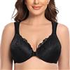 CASOLACE Donna Taglie Forti con Ferretto Pizzo Apertura Davanti Reggiseno Schwarz 5H