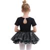 Tancefair Ragazza Vestito da Balletto Body Danza Tutu Body Abbigliamento da Balletto Leotard Ginnastica Manica Corta con Gonna tutù