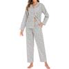 LUBOT Pigiama Donna in Cotone Leggero Estivo 100% Tessuto - Completo 2 Pezzi Maniche Corta e Lunga con Bottoni, Anti-Sgualcitura & Traspirante, per Notte e Casa
