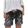 Onsoyours Pantaloncini Jeans Donna Strappati Vita Alta Sexy Pantaloni Corti Denim Elasticizzato Estivi Hot Pants Jeans Shorts