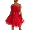 Generic Abito Tutu per Donna con Fiocco in Maglia Stile Europeo e Americano con Temperamento a Rete Abito da Sexy