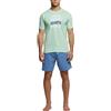 POMPEA Pigiama Uomo Abramo in Cotone, Pigiama Corto T-Shirt Scollo Rotondo con Stampa e Pantaloncino a Tinta Unita (Tg. L - Verde)