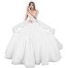 Fuomomo Abiti da Ballo gonfi con Spalline Sottili Strascico Abiti da Quinceanera in Pizzo con Fiocco MT054
