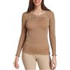 EGI Maglia Donna Manica Lunga Lana Seta Plissé Tulle Ricamato Cammello Elegante Termica Morbida Made in Italy, Art. 1444 (IT, Testo, S, M, Regular, Regular)
