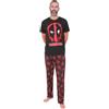Marvel - Set di pigiama lungo da uomo Deadpool, nero e rosso, Nero , L