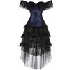 Hengzhifeng Corsetto con Spalline e Gonna Vittoriano Costume | Vestito Carnevale Dama Corsetto