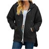 Generico Felpa Donna con Zip E Cappuccio Cardigan Casual Manica Lunga Oversize in Cotone Leggero con Tasche Pratiche Stile Moderno Adatta per Primavera Autunno E Abbinamenti Quotidiani (XXXL)