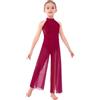 Freebily Abito da Balletto Bambina Ballo Lirico Contemporaneo Body Danza Borgogna 11-12 anni
