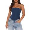 Svuitmsl, Bustino-corsetto da donna senza spalline con rete, stile Y2K, con cerniera sul retro, stecche, top tube modellante, sexy, per uscire, bustino corsetto, M