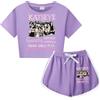 Minhuaha KATSEYE - Tuta da ginnastica per bambini con maglietta e pantaloncini, 2 pezzi, Viola, 11-12 Years