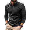 MakingDa Polo da uomo a maniche corte slim fit, elasticizzata, leggera, a tinta unita, traspirante, per lavoro, golf, passeggiate, classica, estate, Manica lunga-nero, XL