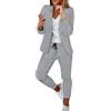 MJGkhiy Tailleur Donna Eleganti Pantaloni e Giacca da Cerimonia Curvy Completo Blazer a Maniche Lunghe Tuta Elastici in Vita Set di Abiti in Tinta Unita Elegante Suit Pantalone Giacche Due Pezzi