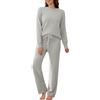 RITOSTA Pigiama Donna Invernale Lungo Tuta Donna Autunnale Invernale Completa Sportiva Due Pezzi Completo Elegante Pigiami Pile Felpa Manica Lunga e Pantaloni Larghi Casual Completi (Grigio,L)