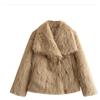Valtorixia Cappotto da donna in finta pelliccia, a maniche lunghe, con apertura frontale, peloso, invernale, caldo, a pelo lungo, cappotto corto, Cammello, XS