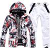 HOUZONIY Giacca da sci da Uomo e pantaloni Set, tuta da neve isolata antivento, cappotto da neve invernale caldo per snowboard