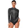 Mufeng Ragazze e Donne Balletto Body Leotard Ballet Ginnastica Ritmica Strass Body da Pattinaggio Artistico Costumi di Danza Jazz Ballo Latino Performance Nero A L