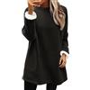 Generico Felpa Donna Foderata in Pile Senza Cappuccio, Pullover Oversize Morbido e Caldo per Inverno, Maglia Casual a Manica Lunga Girocollo Tinta Unita