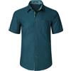 HISDERN Camicia da Uomo Maniche Corte Estiva Camicie Casual Colore Solido Spiaggia Vacanza Camicia con Tasca Regular Fit