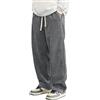 Generico Kirakuco Pantaloni Giapponesi Uomo Larghi Pantalonis di Velluto A Coste Lunghi Taglio Dritto Modello Pantalone con Vita Elasticizzata e Cordino Baggy Elasticizzati Casual Sweatpants Grigio 3XL