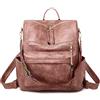 FANDARE Retrò Zaino Donna Borsa Tracolla Impermeabile Borse a Mano Zaini Zainetto Ragazze Cartelle Scuola Adolescente 3 in 1 Zainetti per Pendolarismo Viaggio Lavoro Borsa a Zaino Daypacks PU Rosa