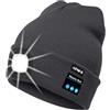 ATNKE Berretto Bluetooth con LED Illuminato, USB Ricaricabile Wireless Musicale Cappello Corsa Ultra Bright 4 LED Impermeabile Lampada per Sci Escursionismo Campeggio Ciclismo/Noble Gray