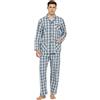GLOBAL Pigiama Uomo Abbottonata 100% Cotone Lungo Set Pigiami Bottoni Classici Due Pezzi Lingerie Maniche Lunghe Pantaloni Coulisse Pigiami da Notte Traspirante da Uomo Pjs Set S-XXL