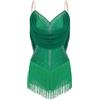 CHICTRY Abito da Donna con Paillettes Nappa Vestito Latino Americano Body da Pattinaggio Artistico Leotards Danza Classica Costume di Jazz Samba Rumba Salsa Verde XS