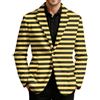 WAZHAKU Giacca da uomo blazer Carnevale a righe in corda, vintage, per il tempo libero, per carnevale, streetwear, blazer retrò, da uomo, R Giallo, M