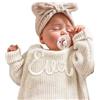 GELLEDI Maglione in Maglia per Bebè Personalizzato, Maglione Bebè su Misura con Nome e Monogramma Ricamati Mano,