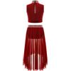Freebily Vestito Danza Classica Lirica Bambina Abbigliamento da Balletto Danza Moderna Contemporanea Crop Top + Midi Gonna Abito da Pattinaggio Costume da Ballo Latino Borgogna 13-14 Anni