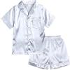 Verve Jelly Pigiama per bebè per bambini Set manica corta Camicia abbottonata Top Pantaloni Indumenti da notte Ragazze Ragazzi Pjs Sleepwear 160 Stile B Argento 12-13 anni