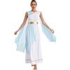 CHICTRY Costume da Dea Greca Donna Costume Romano di Augusta Costumi da Athena Senza Maniche Toga Olimpica Elegante Abito Lungo Costumi da Carnevale Halloween Azzurro XL