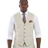 JFNKLFG Gilet da uomo in lino beige for la festa nuziale, gilet estivo spiaggia, maschile, con scollo a V Per matrimoni, eventi aziendali