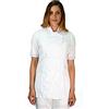 tessile astorino RICAMO 0 - Giacca Cuoca Donna - Bianca e Lilla - Manica Corta - Casacca Chef per Ristorante e Cucina - Made in Italy (M)