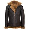 Infinity Leather Bomber con Cappuccio Marrone Chiaro da Uomo in Vera Pelle di Montone da Pilota Stile Aviatore B3 XL