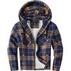 JACKETOWN Giacca Uomo in Pile Con Cappuccio Camicia in Flanella a Quadri Giacca Intermedia Calda E Imbottita Giacca Casual Con Tasche Ideale per Autunno E Inverno