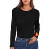 Crewhpo Maglia Intima Donna a Maniche Lunghe Maglie Termica Traspirante Intimo Termico Invernale Maglietta Termica Girocollo Sottogiacca Caldo Nero XXL