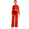 TiaoBug Ragazza Body Ginnastica Artistica Tuta Intera da Pattinaggio Artistico Balletto Leotards Body Danza Classica Moderna Jumpsuit Tutina Dancewear Performance Rosso 13-14 anni