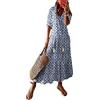Onsoyours Vestiti Casual da Donna Abito in Chiffon Senza Maniche Lungo Vestito Tinta Unita Vita Alta Sexy Profondo Scollo A V Abito Lungo in Pizzo Maxi Abito Estivo Azzurro S