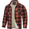 TACVASEN Uomo Camicia Termica in Pile di Flanella da Boscaiolo Casual Giacca (M, Arancione)