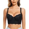 FallSweet Reggiseno Push Up con Ferretto Donna Reggiseni Pizzo Ttaglie Forti (Nero, 6D)