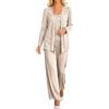 Rrongwn Tuta da sera per la madre della sposa, 3 pezzi, taglie forti, con giacca in pizzo, abito da sera per matrimonio, beige., XL