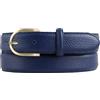 BELTINGER Cintura donna italiana, larghezza 30 mm, donna, cintura chino, cintura pantaloni, pelle strutturata, fibbia oro | blu 85cm