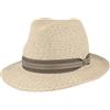 Hut Breiter Breiter Cappello di Paglia Cappello Estivo in 100% Carta Cappello da Sole Bogart particolarmente Leggero, Flessibile, Delicato sulla Pelle e Comodo Grigio Mel. Cinturino S