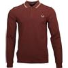 Fred Perry Polo a maniche lunghe da uomo - M3636, Castagna2, S