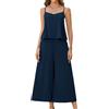 Fashora Tailleur Donna Eleganti Estivi 2 Pezzi Set Pantaloni a Gamba Larga (Blu Navy, XL)
